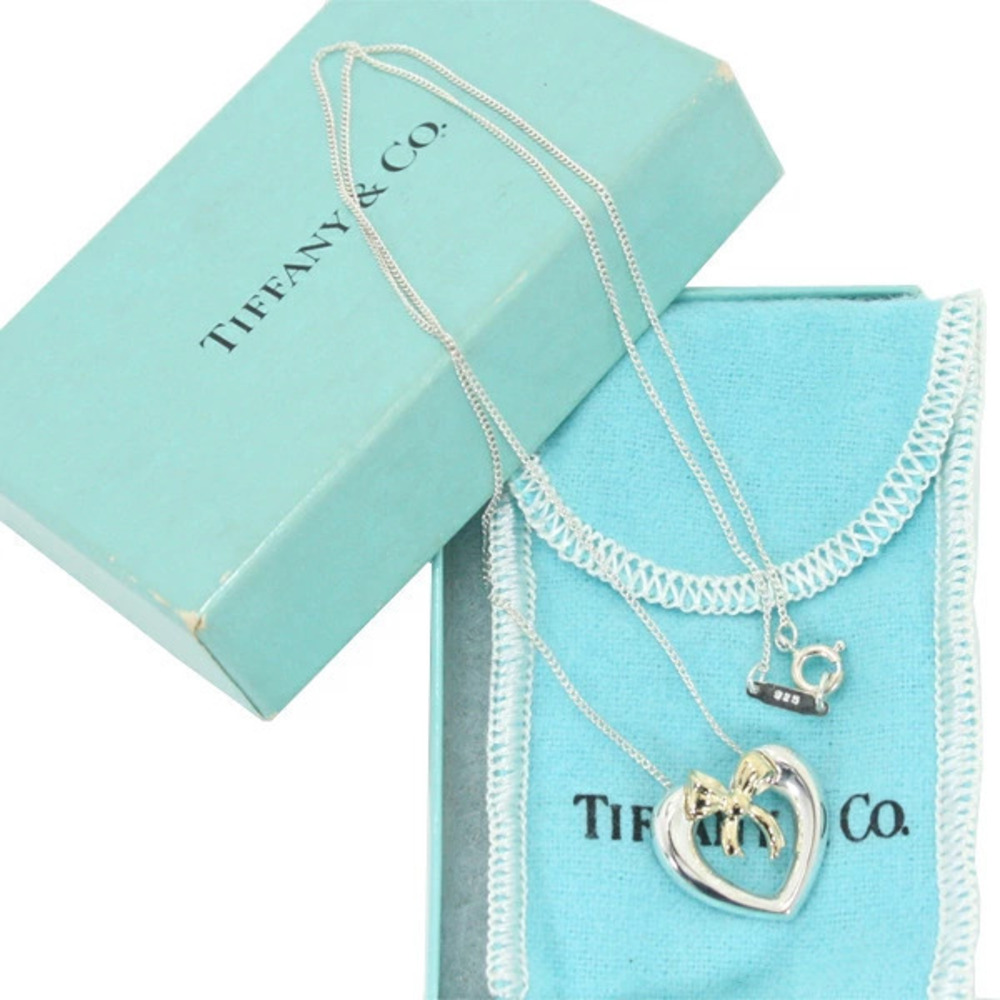 TIFFANY Co Open Heart Rion Motif Necklace Sterling Silver